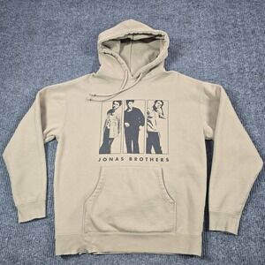 Jonas Brothers Hoodie Mens Large Beige The Tour 2023 Pullover‎ Fleece Graphic